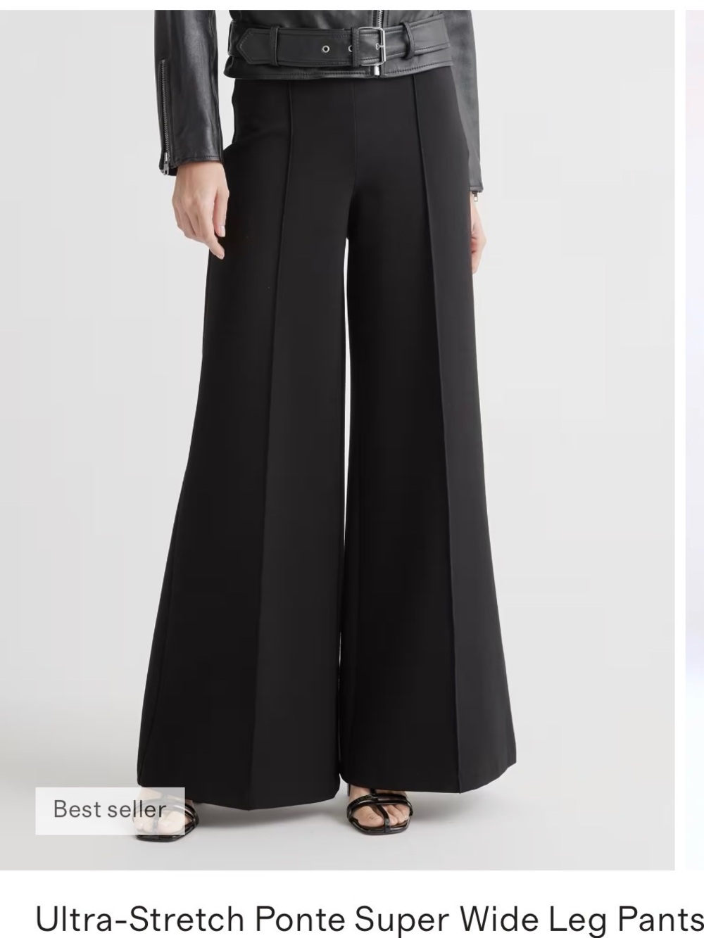 Quince Ultra-Stretch Ponte Super Wide Leg Pants - Black